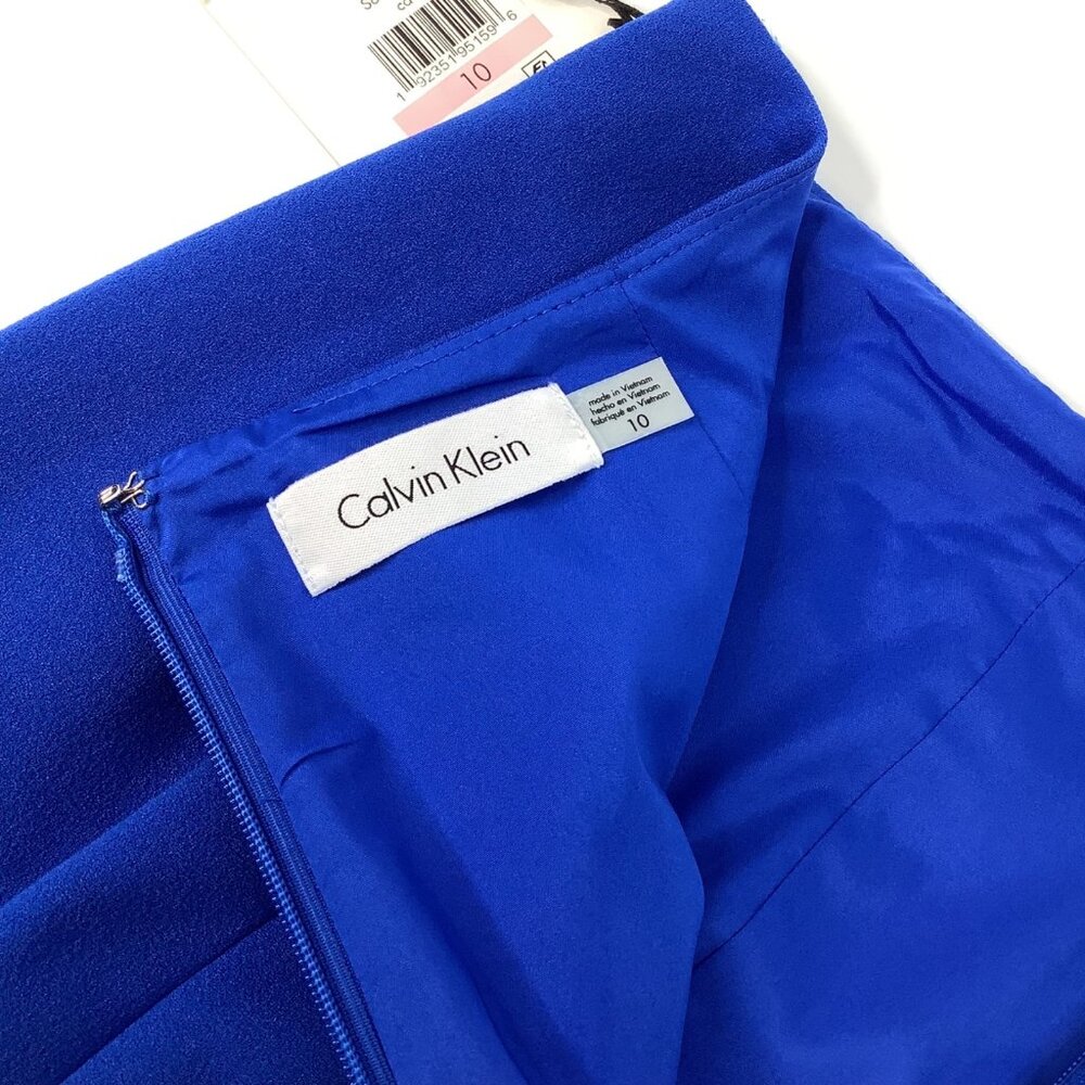 Calvin Klein Royal Blue Pencil Skirt Size 10 With Gold Button Accents Office - Picture 7 of 9